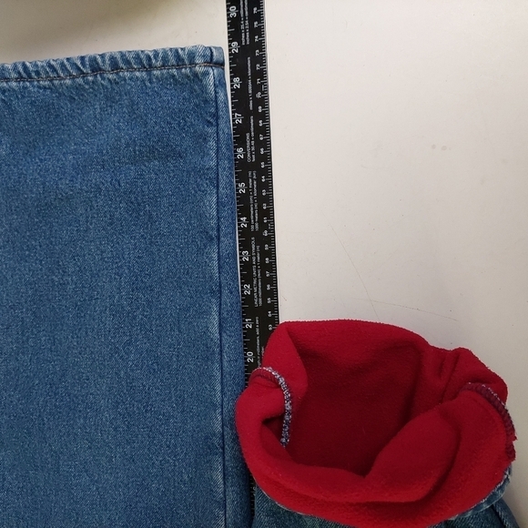 LL Bean DOUBLE Jeans Denim Size 10 Relaxed Fit Fleece Lining Thick Ourtdoor - Picture 3 of 10